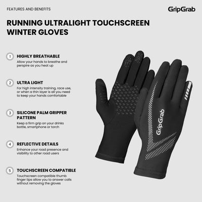 Running UltraLight Touchscreen Winter Gloves
