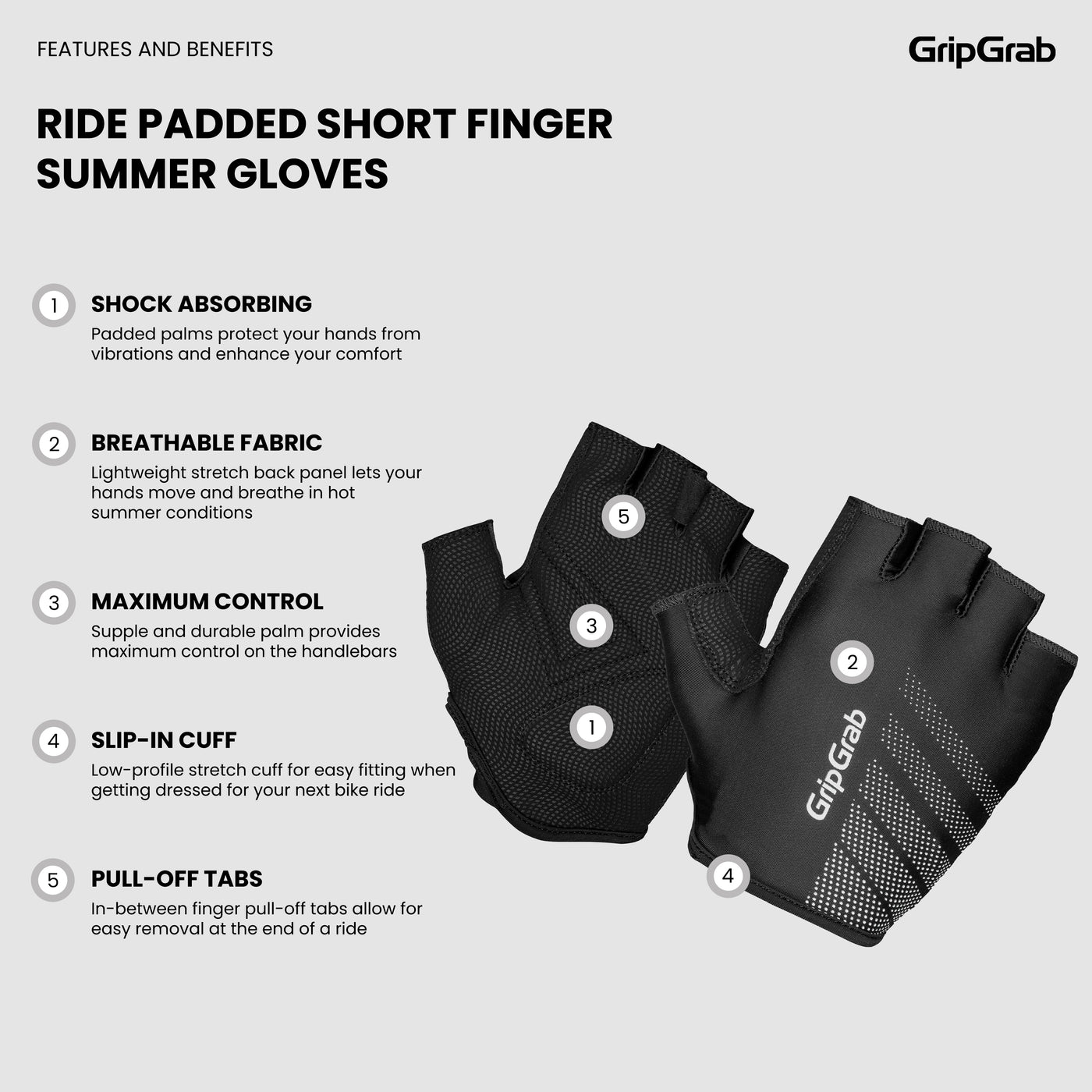 RIDE Padded Short Finger Summer Gloves - Archive