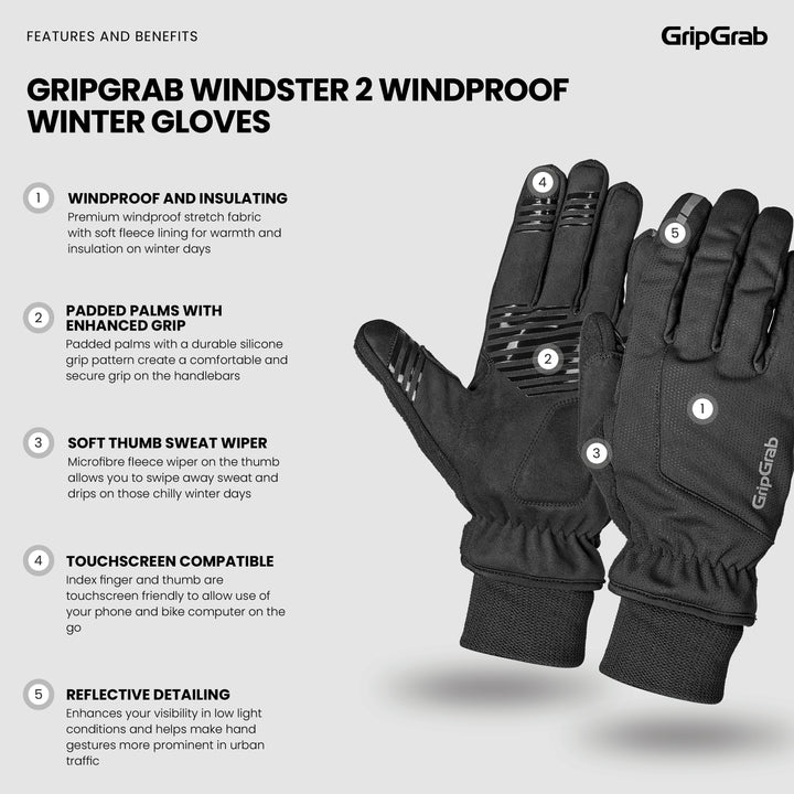 GripGrab Entre-Saisons Insulator 2 (Hi-Vis) Gants De Vélo Fins Printemps Automne - Écran Tactile Et Réfléchissants