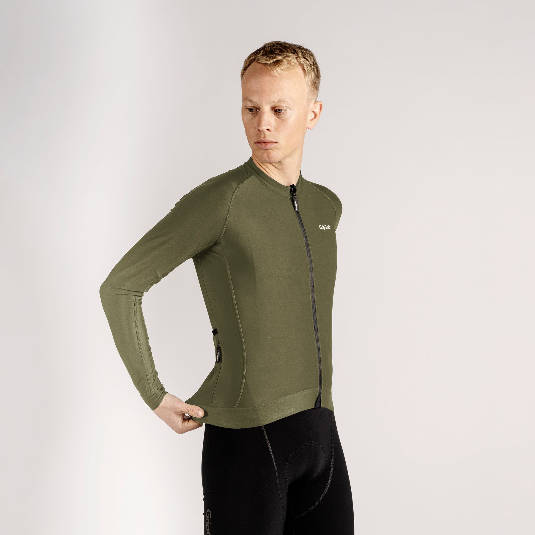 GripGrab Men's PACR Long Sleeve Jersey Olive Green