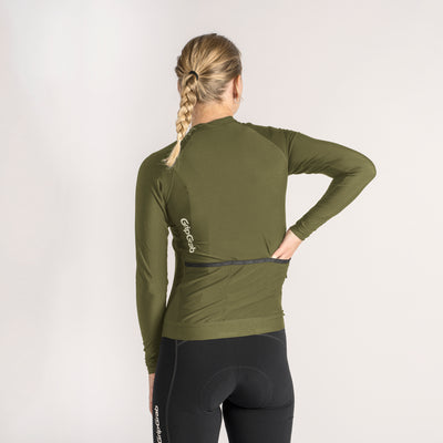 GripGrab Women's PACR Long Sleeve Jersey Olive Green