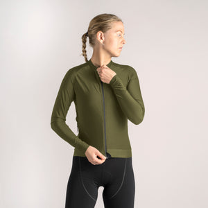 GripGrab Women's PACR Long Sleeve Jersey Olive Green